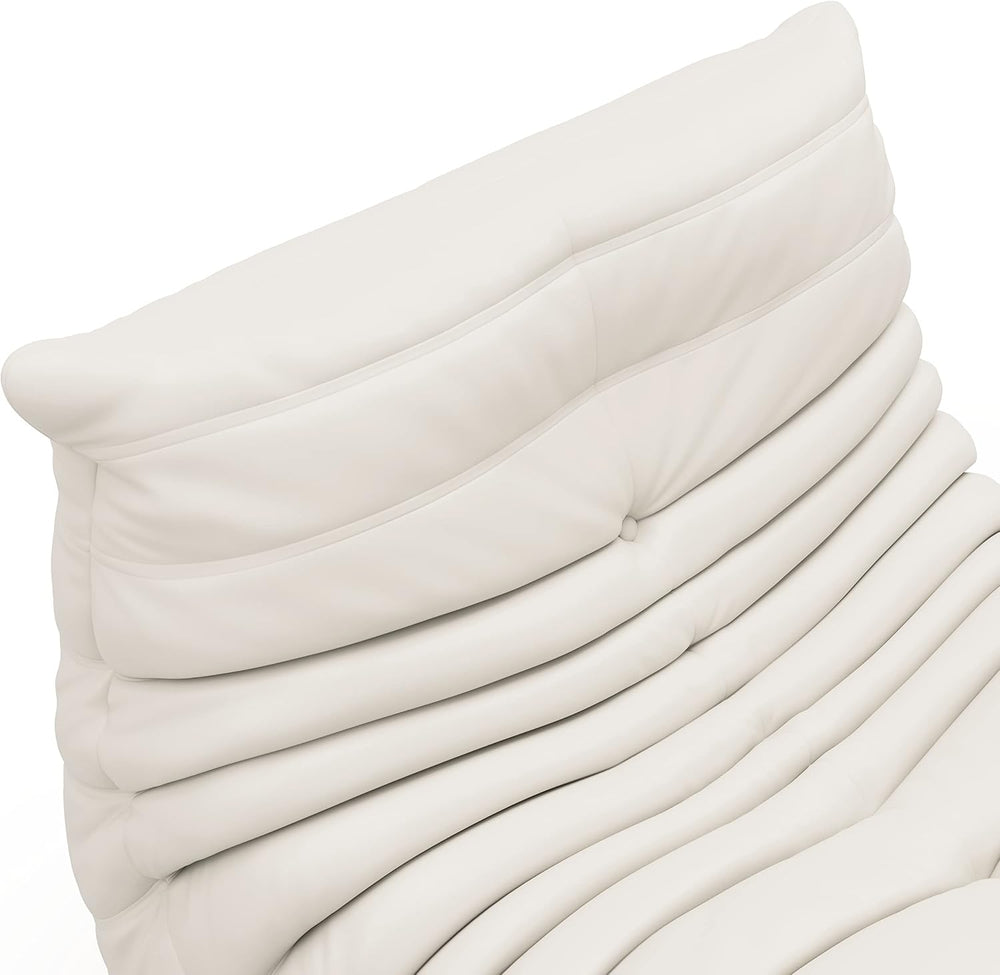 Uncompressed Bean Bag Chair for Adults, Memory Foam Floor Sofa | White, Leath...