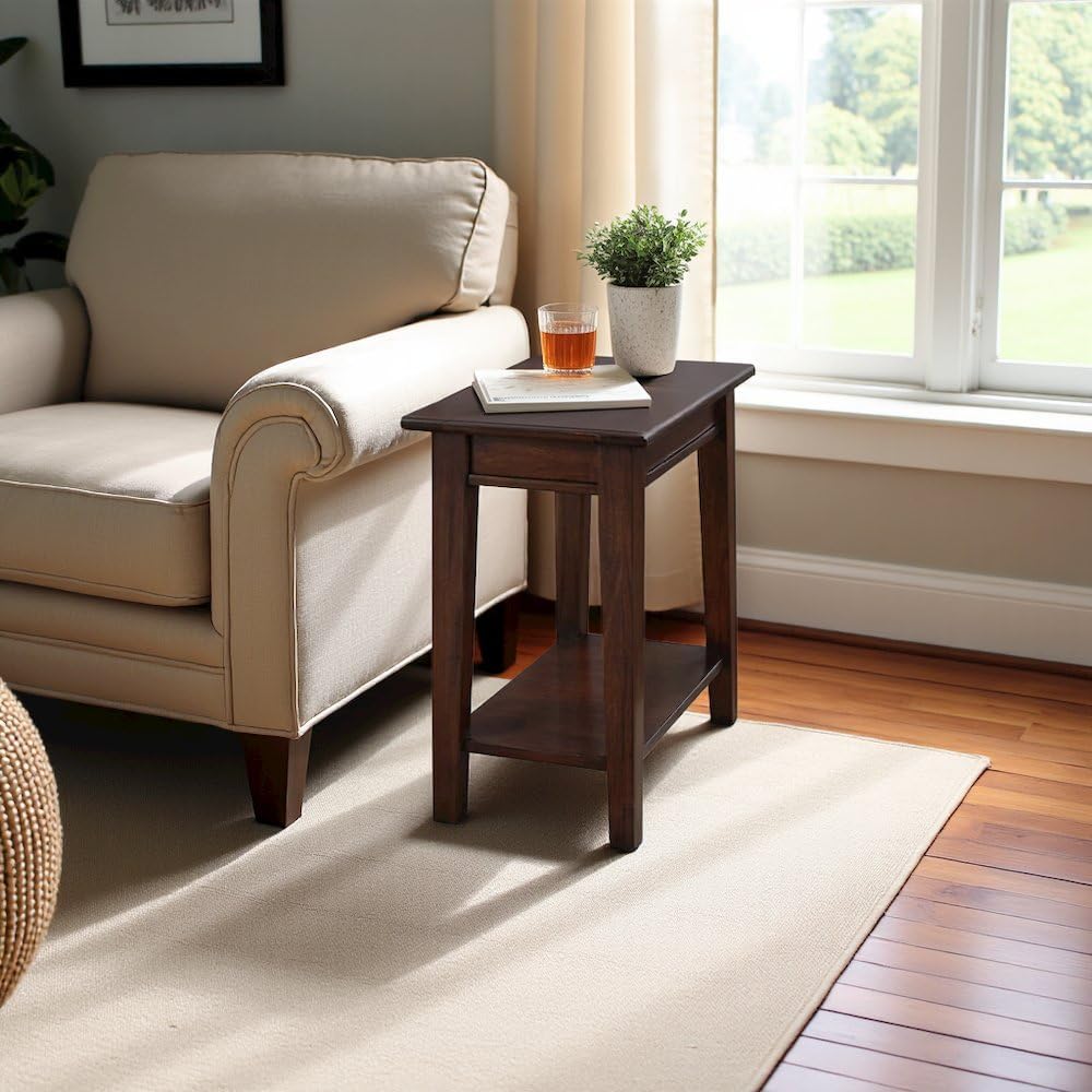 Starlight Canyon Home Cherry Brown Rectangular Side Table, Solid Mahogany 24 ...