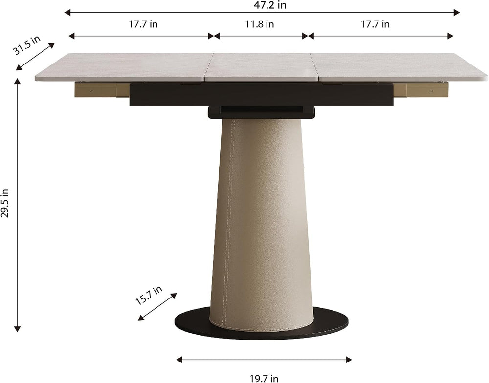 47.2" Retractable Rock Slab Folding Dining Table, Modern Expandable Kitc...