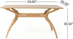 Christopher Knight Home Lucious Curved Leg Rectangular Dining Set, 5-Pcs Set, Natural Oak / Green Tea
