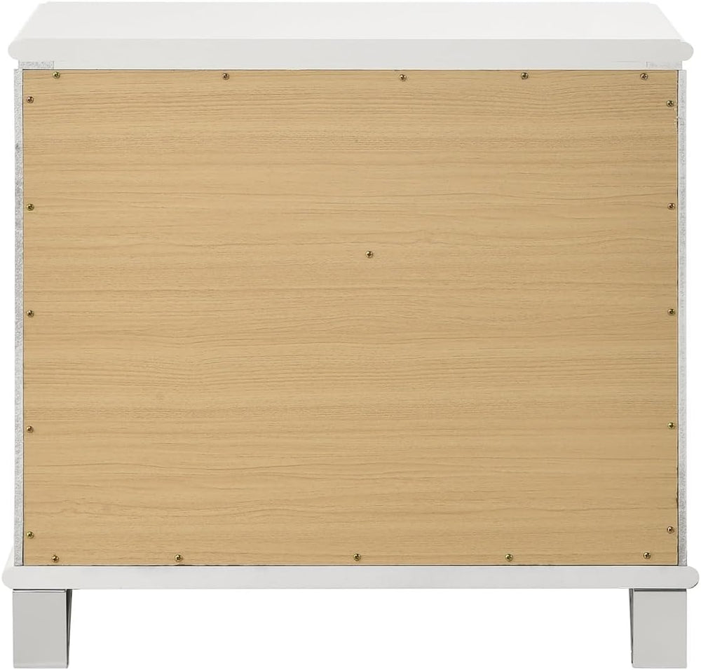 Pearl White 2-Drawer Nightstand with Acrylic Crystal Legs,for Small Spaces