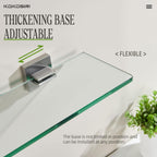 KOKOSIRI Wall Shelves Floating Bathroom Glass Shelf for Kitchen Storage, 12'' x 5.6'' Tempered Glass Wall Mounted Brushed Stainless Steel B1106BR-L12
