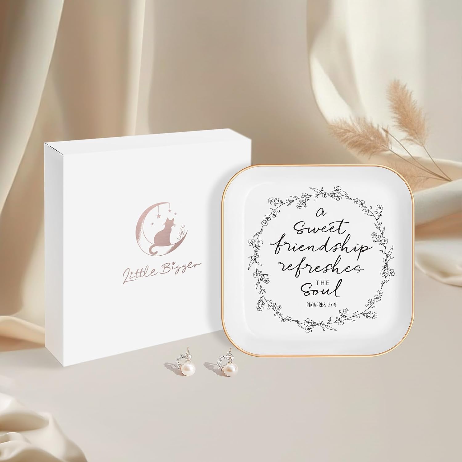 Friendship Gifts for Women, Sisters in Christ Friendship GIF, Jewelry Dish | Friend Gifts For Women, Sweet Friendship – Proverbs 27:9，Bible Verse Jewelry Dish, Christian Gifts – Jewelry Tray Dish