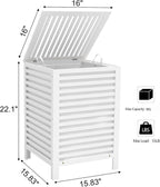 VASMIA Laundry Hamper with Lid, 90L Bamboo Large Laundry Basket with Removable Bag,Dirty Clothes Hamper for Bedroom Bathroom White
