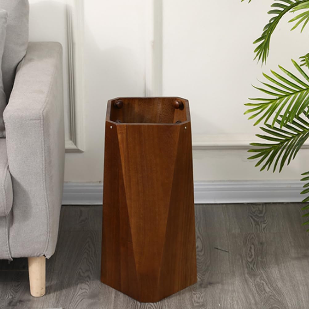 Wooden Umbrella Holder Solid Wood Storage Bucket Stylish Drain Rack Umbrella Stand Organizer Bin for Hotel Supermarket Office,Natural Wood