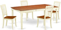 East West Furniture DODA5-BMK-W 5 Piece Dining Set Includes a Rectangle Dining Room Table with Butterfly Leaf and 4 Wood Seat Chairs, 42x78 Inch, Buttermilk & Cherry