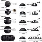 OHill 16-Pack Black Cord Organizer - Adhesive Cable Clips Holder for Desk, Wall, Car - Wire Management Clips for iPhone Charger, USB, Computer Cables -Cord Keepers with Strong Sticky Backing