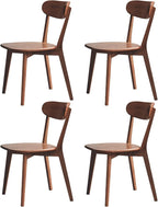 100% Solid Wood Dining Chairs,Mid Century Modern Dining Chairs with Rounded Backrest,Kitchen,Dining Room Chairs Set of 1/2/4 (4, Walnut Color)