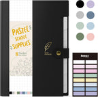 Sooez File Folders Organizer, Folders with 8 Pockets, Folders for Documents w/Sticker, Accordion File Organizer, Paper Receipt Bill Filing Organizer, School College Office Travel Essentials Supplies