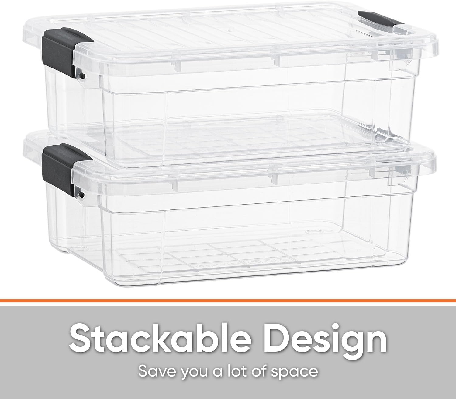 Superio Storage Bins with Lids- 6 Pack, 7.4 Qt Clear Boxes for Organizing, Stackable Plastic Containers- BPA Free, Non-Toxic, Odor Free, Organizer for Home, Office, Dorm
