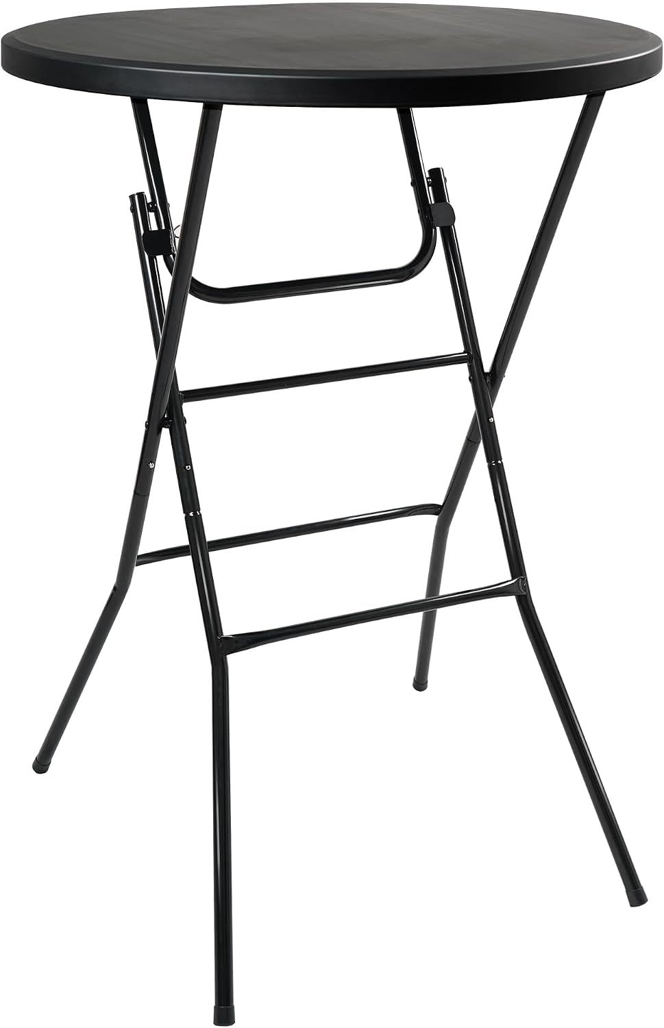 Cocktail Table, D32in x H43.3in Folding Round Cocktail Table High Top | Foldable, Removable Legs, Save Space, Easy Store, for Wedding, Party, Bar, Yard, Patio, Business Events (Black, Set of 1)