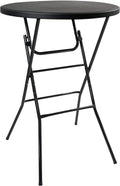 Cocktail Table, D32in x H43.3in Folding Round Cocktail Table High Top | Foldable, Removable Legs, Save Space, Easy Store, for Wedding, Party, Bar, Yard, Patio, Business Events (Black, Set of 1)