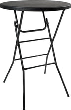 Cocktail Table, D32in x H43.3in Folding Round Cocktail Table High Top | Foldable, Removable Legs, Save Space, Easy Store, for Wedding, Party, Bar, Yard, Patio, Business Events (Black, Set of 1)