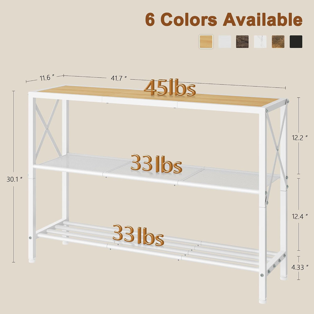 Hoctieon Industrial Console Table, 3 Tier Entryway Tables, Hallway Desk, Narr...