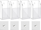 4 Pieces Acrylic Remote Control Holder Clear Wall Mount Media Organizer Single Compartment Pen Holder for Wall Pencil Holder TV Remote Holder Wall Mount Storage Box for File Makeup Marker Brush Phone