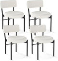 Giantex Boucle Dining Chairs Set of 4, Sherpa Upholstered Kitchen Chairs w/Curved Backrest, Padded Seat & Metal Legs, Modern Accent Armless Side Chairs for Dining Living Room, Restaurant