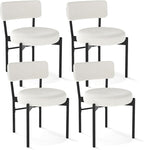 Giantex Boucle Dining Chairs Set of 4, Sherpa Upholstered Kitchen Chairs w/Curved Backrest, Padded Seat & Metal Legs, Modern Accent Armless Side Chairs for Dining Living Room, Restaurant
