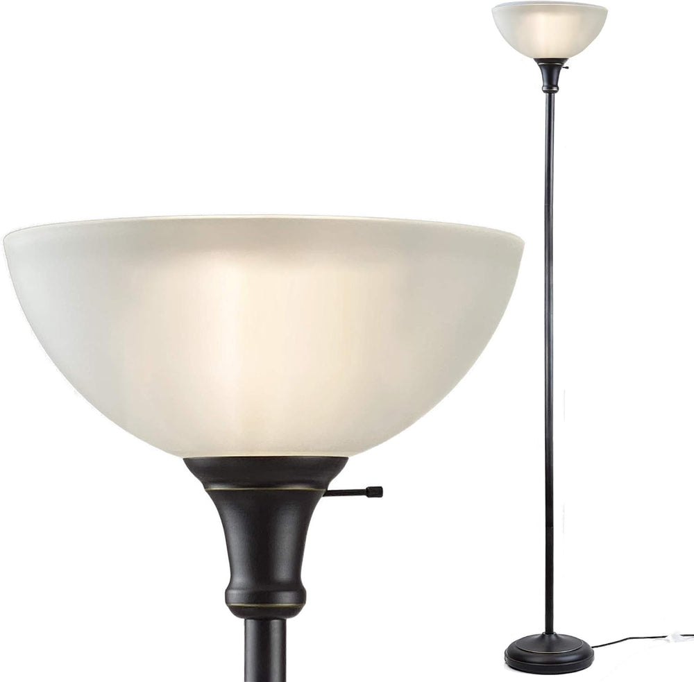 LIGHTACCENTS Bronze Floor Lamp, 72'' Torchiere with Glass Shade, Mode...