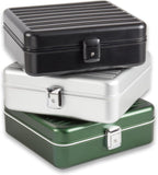 Bey-Berk Personalized Prague Aluminum 9-Slot Watch Case (Silver), Locking Travel Metal Watch Box with Quilted Interior, 9.75" x 3" x 10.25"
