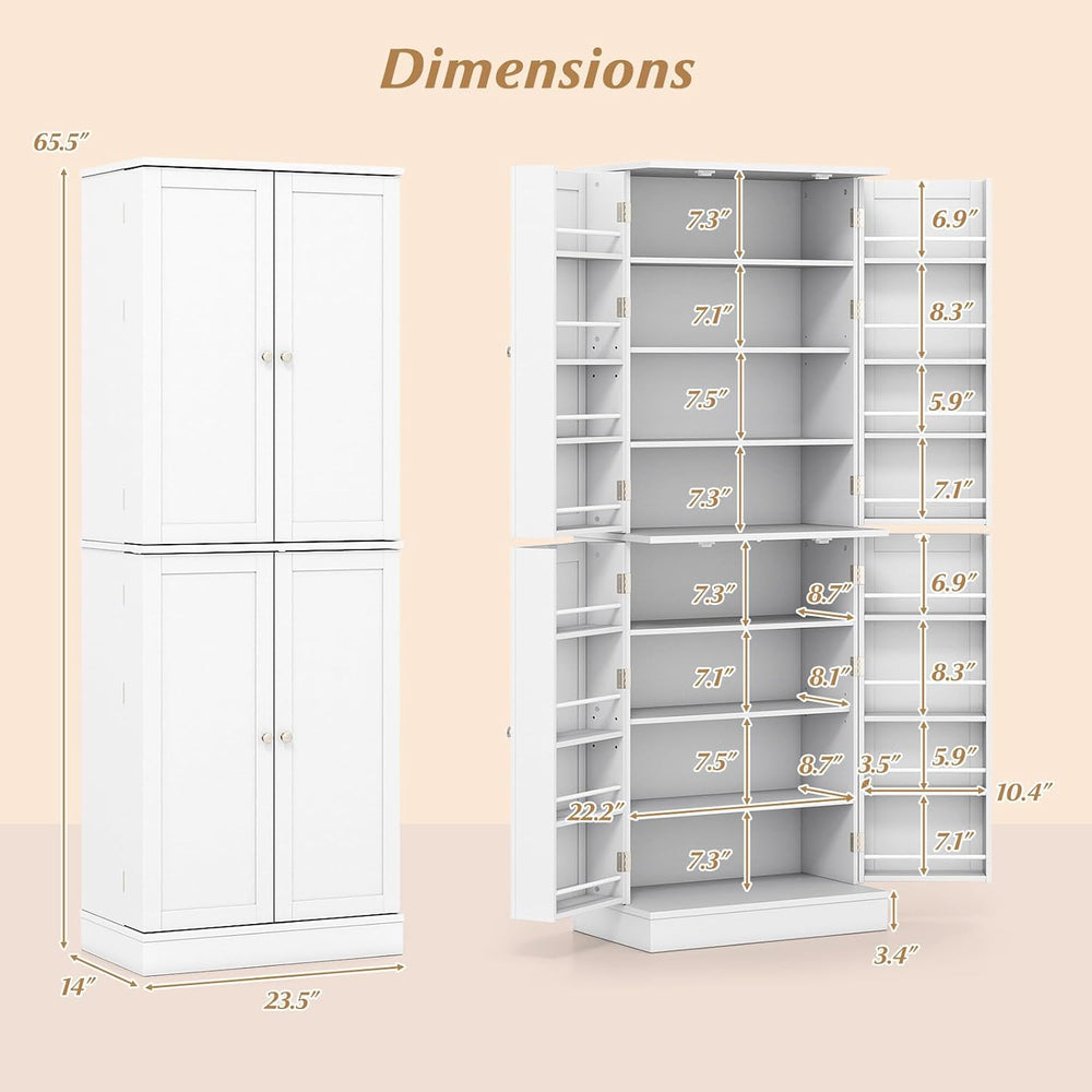Giantex Kitchen Pantry Cabinet, 65.5" Tall Kitchen Hutch w/8-Tier Storag...