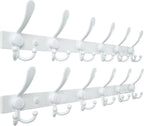 Dseap Coat Rack Wall Mount 2.0 Pro: 24” Long, 3X Tougher, Heavy Duty Stainless Steel Wall Coat Hanger with 6 Tri Hooks for Clothes Jackets Hats Entryway Closet, White, Pack of 2