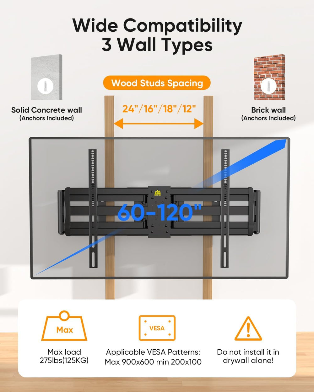 FORGING MOUNT Long Arm TV Wall Mount with 42.9 inch Extension and Power Strip...