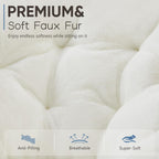 DUMOS Comfy Saucer Chair, Faux Fur Lounge Seasting XL Circle Chair for Bedroom, Dorm & Gaming, Foldable Fashion Accent Seat for Small Spaces, Folding Moon/Mushroom/Round Oversized Style,White