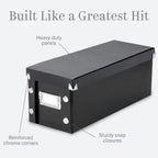 Snap-N-Store CD Storage Box - 2 Pack - Durable 5.1 x 5.1 x 13.2 Inch Disc Holders with Lids to Store up to 52 CDs - Black