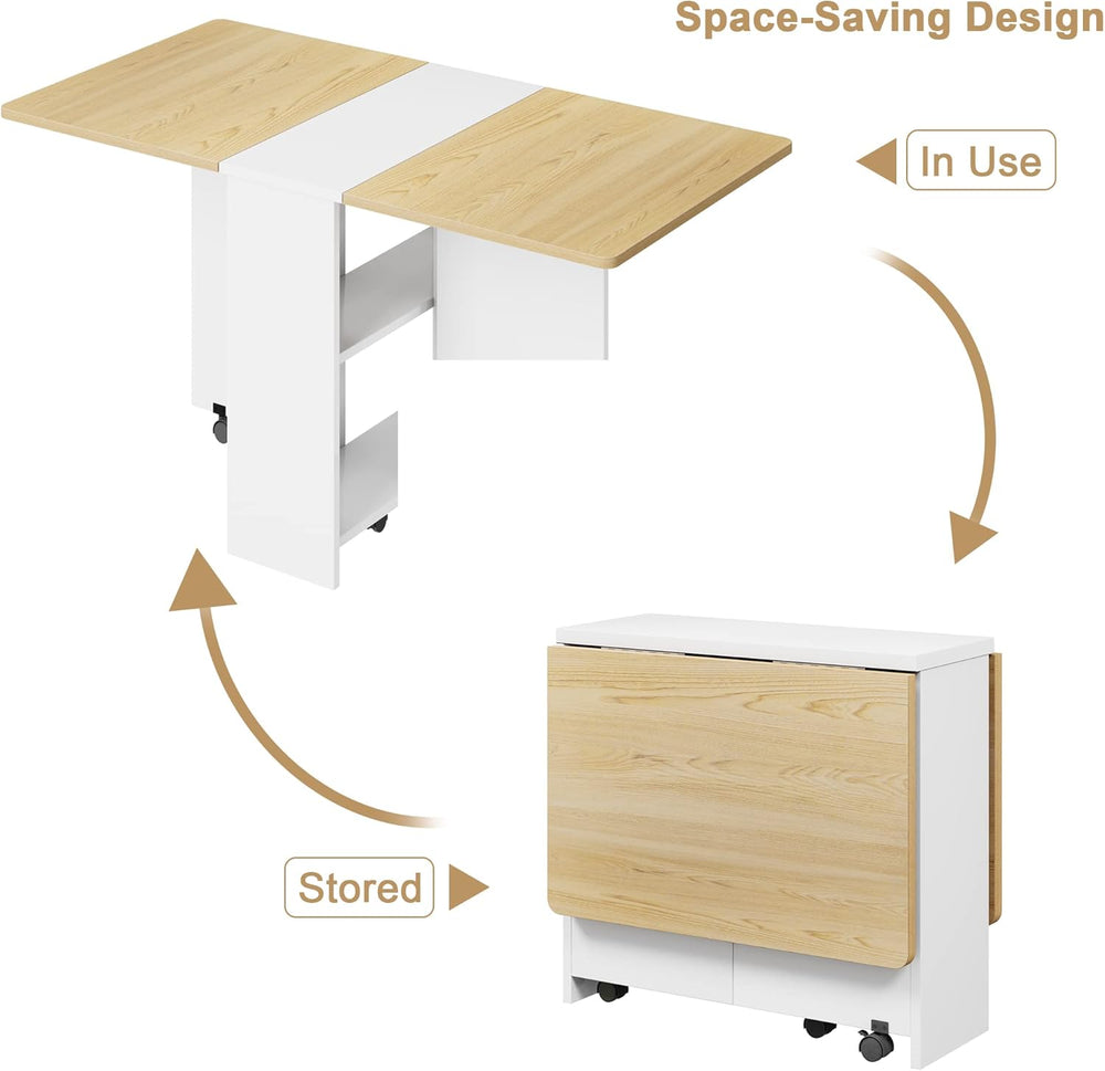 GAOMON Folding Dining Table Drop Leaf, Extendable Kitchen Table for 4 with 2-...