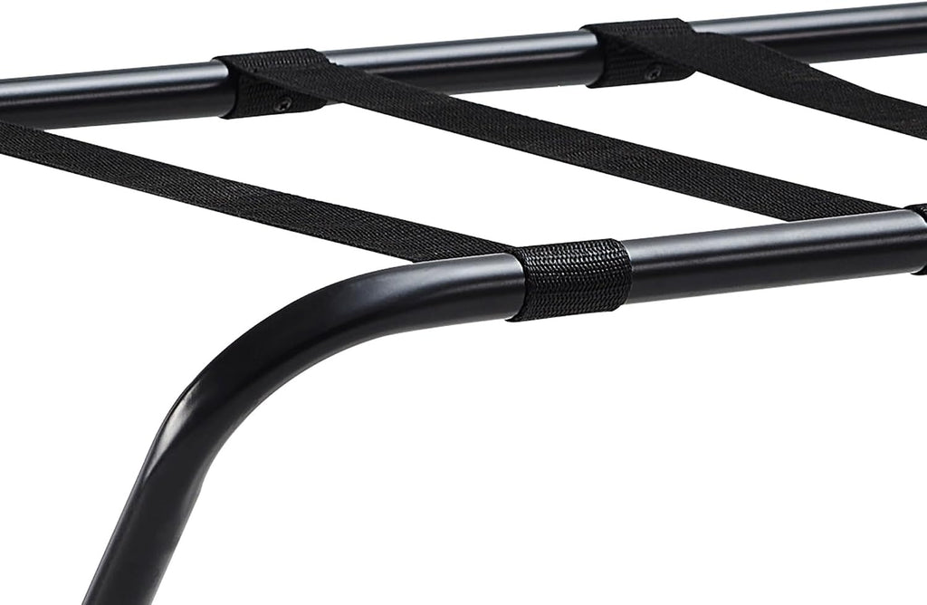 Kings Brand Furniture - Metal Foldable Luggage Rack, Suitcase Stand with Back, Black