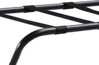 Kings Brand Furniture - Metal Foldable Luggage Rack, Suitcase Stand with Back, Black