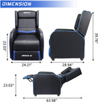 BOSSIN Gaming Recliner Chair for Adults 400lbs Racing Style Sofa Big and Tall PU Leather Recliner Seating, Modern Ergonomic Lounge Comfortable Home Movie Theater for Living Room(Blue)