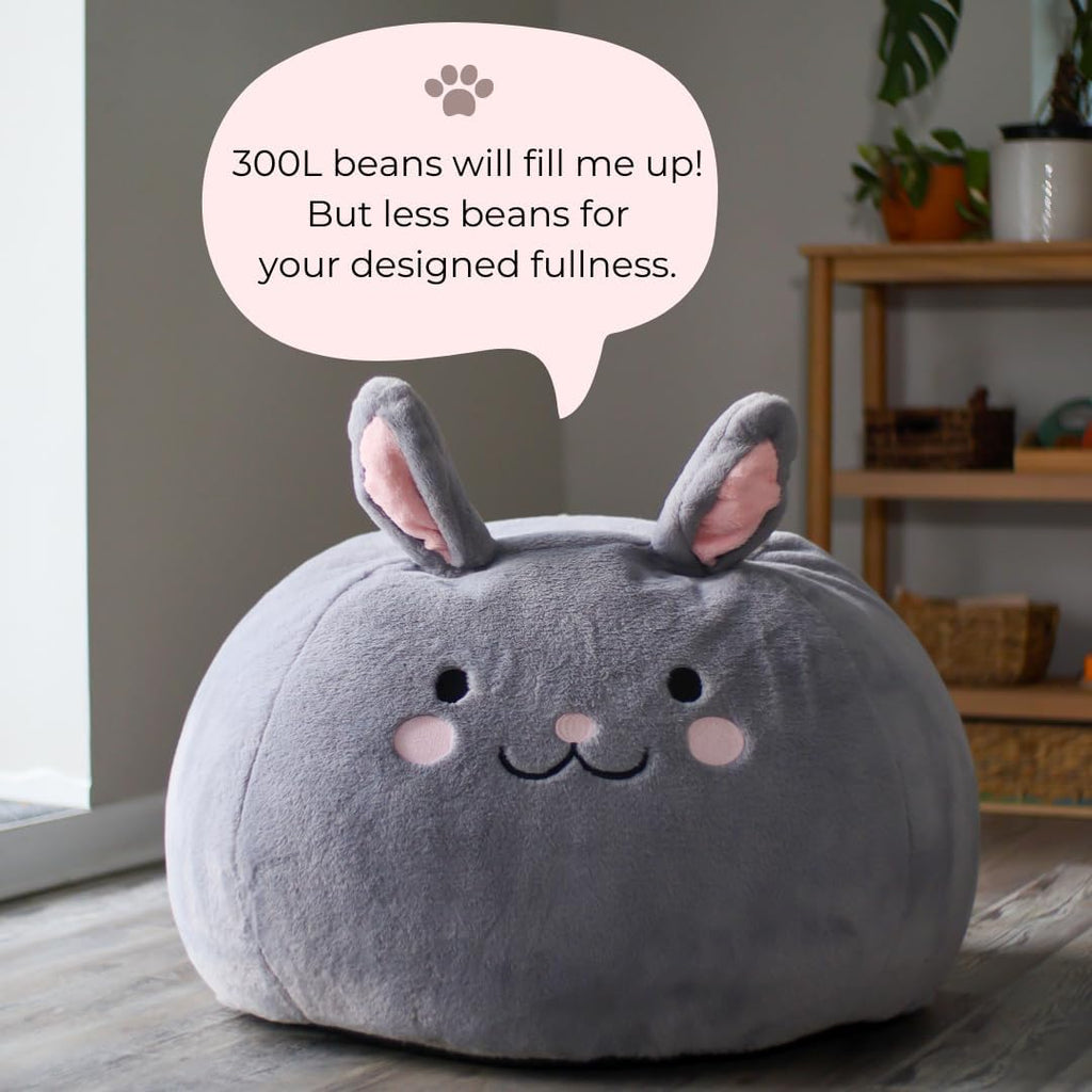 Furry Bean Bag Cover, Faux Fur Bean Bag Chair Cover for Kids, Teens and Adults 32x32x18in (Fluffy Bunny)