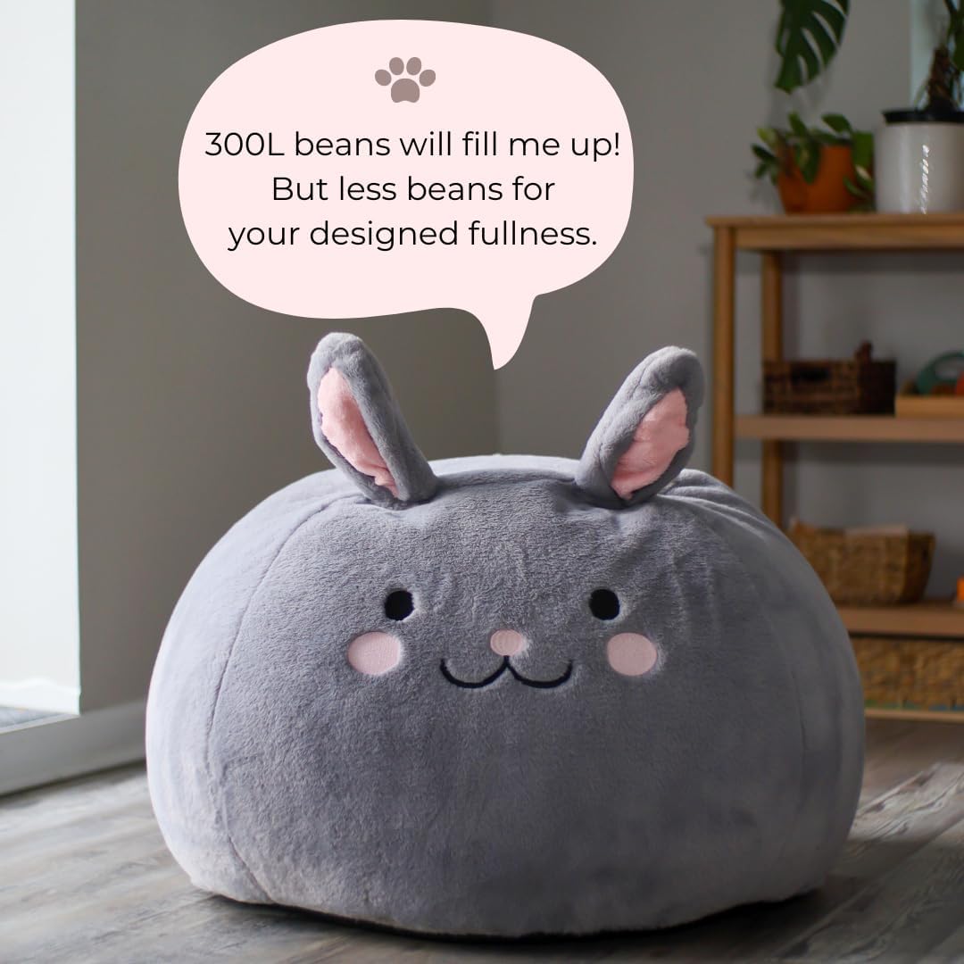 Furry Bean Bag Cover, Faux Fur Bean Bag Chair Cover for Kids, Teens and Adults 32x32x18in (Fluffy Bunny)