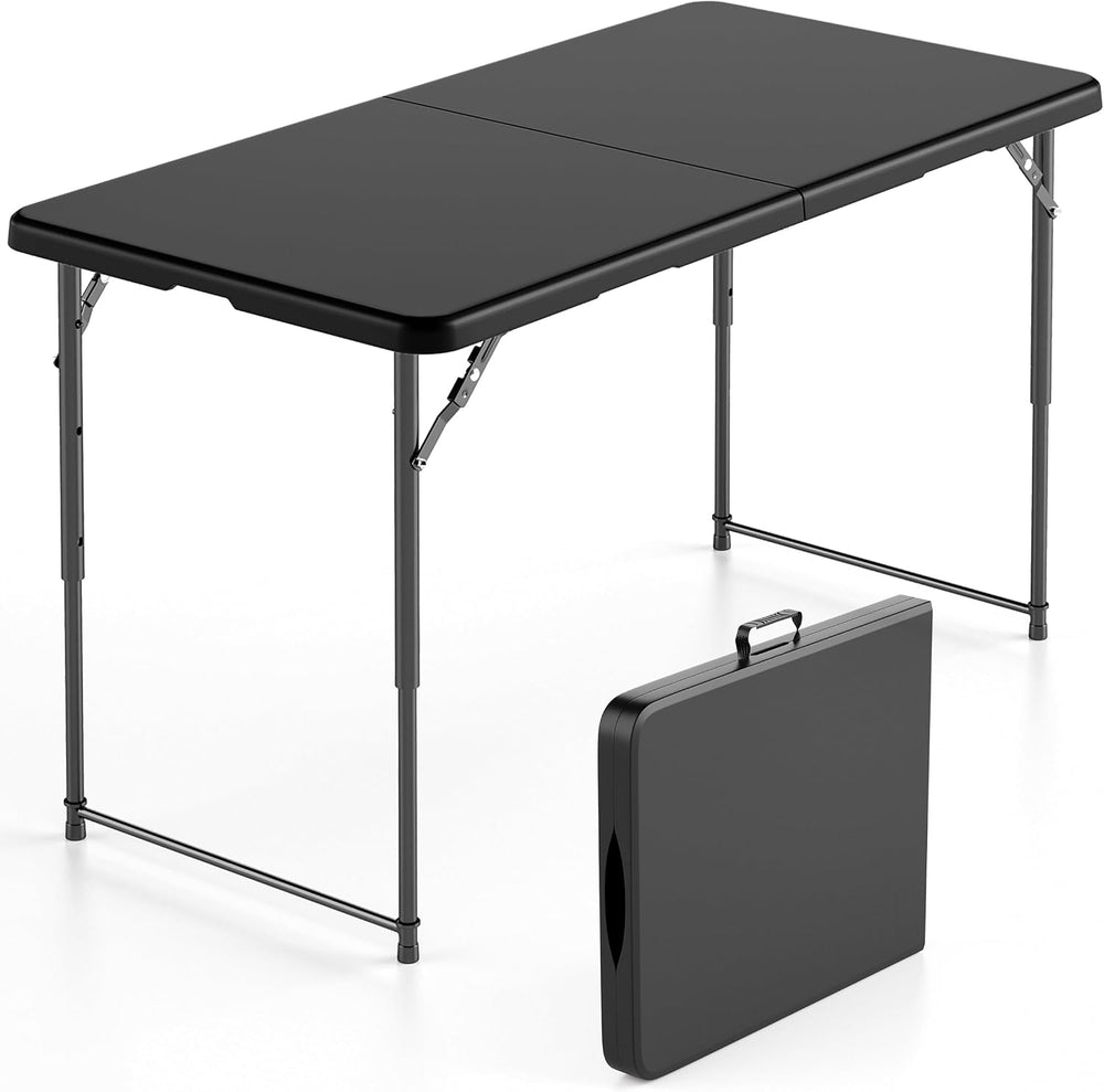 SKONYON 4 Foot Folding Table Heavy Duty Portable Fold-in-Half Plastic Utility...