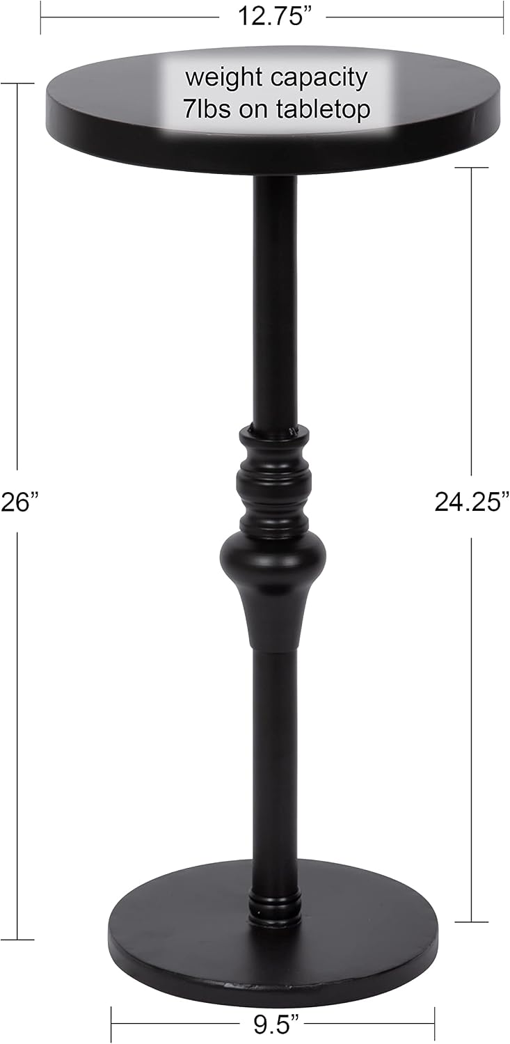 Kate and Laurel Stratton Rustic Pedestal Table; 13 x 13 x 26; Black; Decorative Pedestal Table for Decorating Smaller Living Areas and Hosting