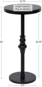Kate and Laurel Stratton Rustic Pedestal Table; 13 x 13 x 26; Black; Decorative Pedestal Table for Decorating Smaller Living Areas and Hosting