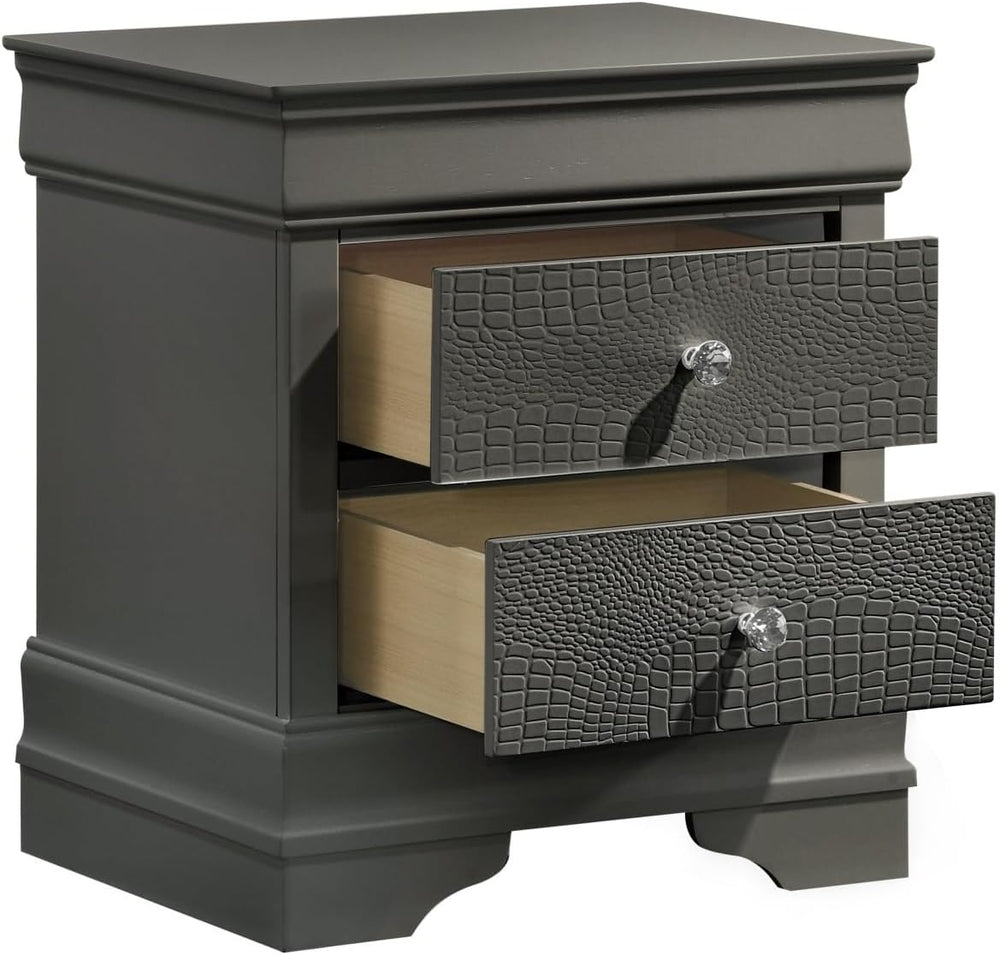 Modern Style 2-Drawer Night Stand Made with Wood in Metallic,for Small Spaces