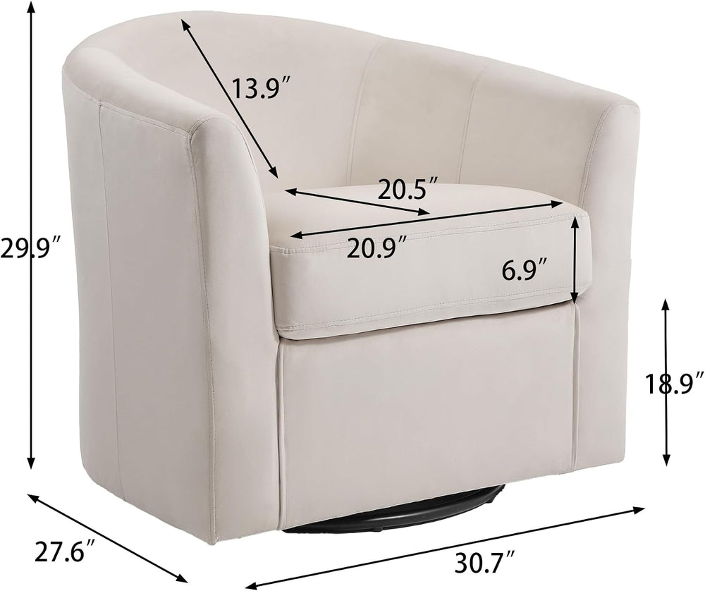 Swivel Accent Chair, Upholstered Velvet Barrel Armchair, Modern Round Single ...