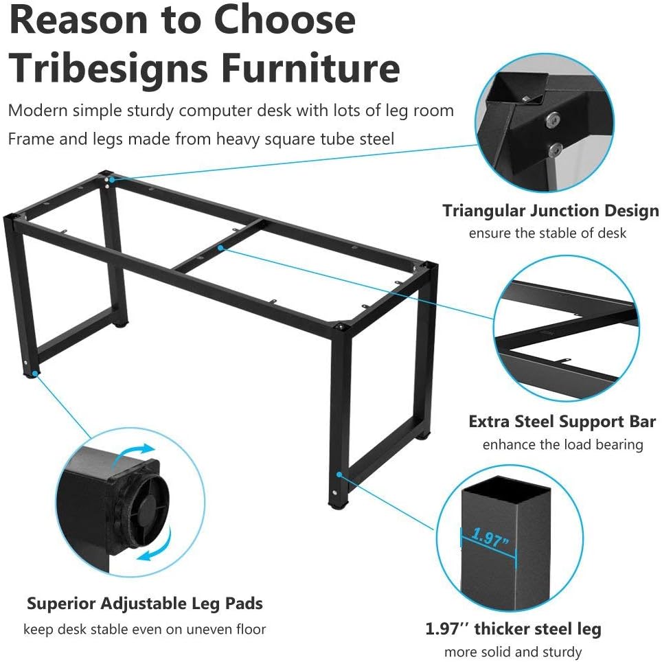 Tribesigns Modern Computer Desk, 63 inch Large Office Desk Computer Table Stu...