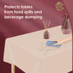 Beige 5 Pack 54 x 108 Inch Plastic Tablecloth Disposable Tablecloth for Rectangle Table, Party Plastic Table Cloth