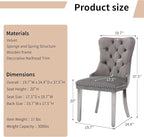 Luxury Upholstered Dining Chairs Set of 4, Grey Kitchen Chair with Silver Metal Legs, Velvet Tufted Back Dining Chair, Sillas de Comedor, Modern Kitchen & Dining Room Chairs (Gray, 4 Pcs)