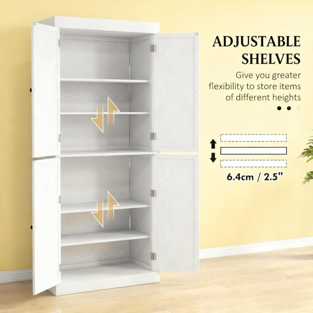 White Modern Style Freestanding Food Pantry Cabinet, Kitchen Floor Storage Ca...