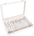 Coward 20 Hooks Necklace Organizer Jewelry Box, Dustproof Necklace Display Holder Case, Beige Velvet Necklace Display Tray Case with Transparent Glass Lid for Women Girls