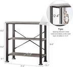 HOMBAZAAR 3 Tier Bookshelf,Grey Industrial Book Shelf,Engineered Wood and Metal Deep Bookshelves,Low Shelf Bookcase for Living Room,Office,Bedroom and Kitchen