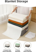 Reinforced LARGE Blanket Storage Baskets with Lids, 2 Packs Stackable Comforter Storage Bag with Clear Window & Handles, Clothes Organizer for Closet,King/Queen Comforters Quilt Duvet