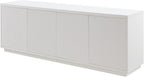 Henn&Hart Fluted TV Stand for TVs up to 75" with 2 Concealed Ribbed Storage Cabinets and Adjustable Shelves for Living Room, Family Room, or Office, Cloud White