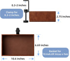 PU Leather Under Desk Drawer Organizer, 360° Rotating Clamp for Stationery, Remote Control, Phone & Pencil Storage, Computer Desk Accessories (Brown)
