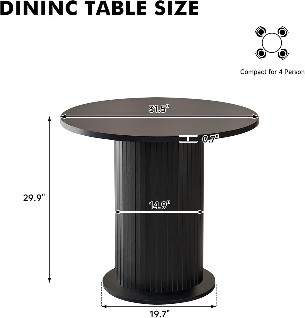 31.5" Round Dining Table for 2, Modern Small Pedestal Kitchen Table, Spa...