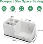 Marble Bathroom Counter Organizer, Kids Electric Toothbrush and Toothpaste Holders for Bathroom Organizers and Storage (Marble)